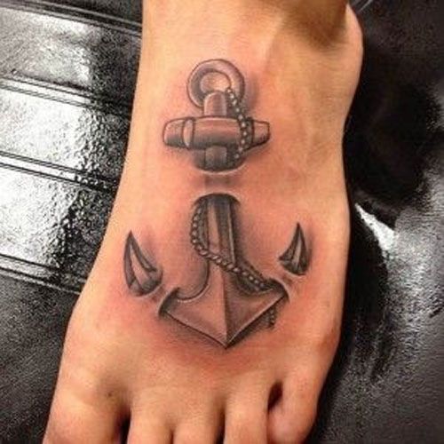 Dazzling Anchor Tattoo On Foot