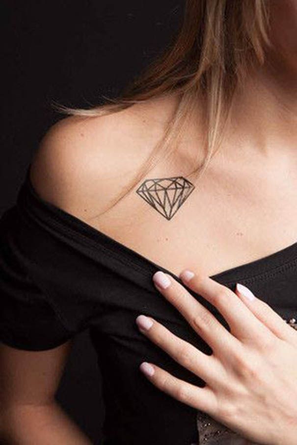 Diamond Tattoo On Right Shoulder For Women