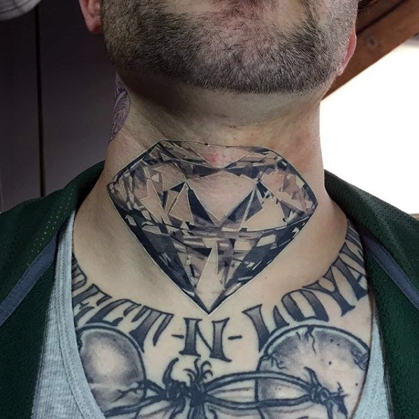 Diamond Tattoo On Upper Neck For Men