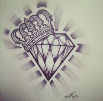 Diamond With Crown Tattoo Design