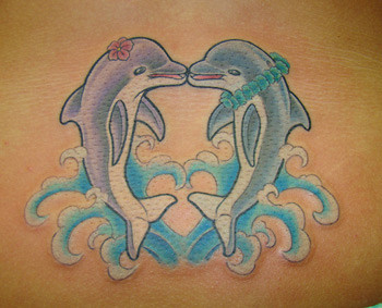 Dolphin Couple Making heart Tattoo
