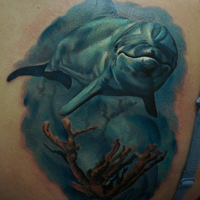 Dolphin Underwater Tattoo Design