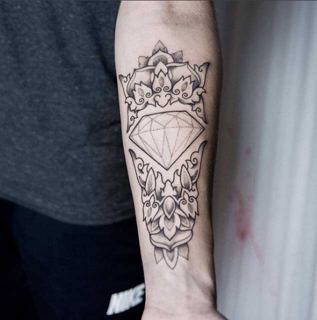 Dotwork Diamond Tattoo On Forearm