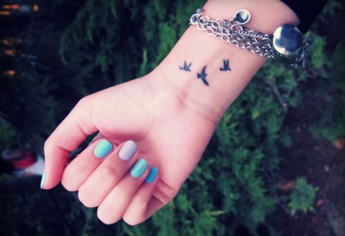 Elegant Three Tiny Birds Tattoo On Wrist