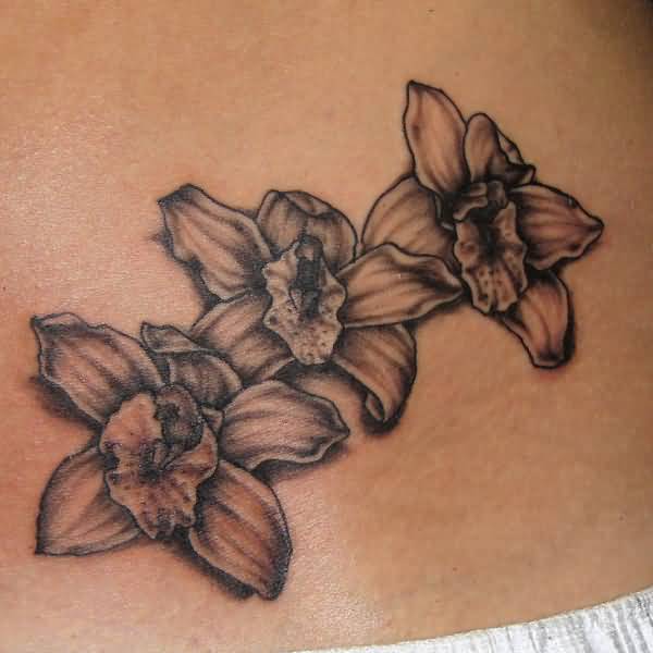 Exciting Orchid Tattoo On Waist