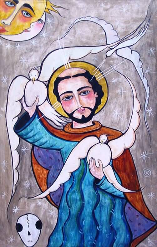Feast Of Saint Francis of Assisi Saint With Birds