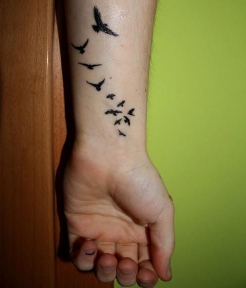 Flock Birds Tattoo On Forearm