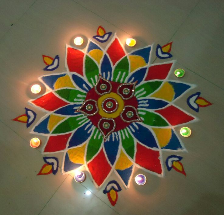 Flower Petals Rangoli Design For Diwali Decoration