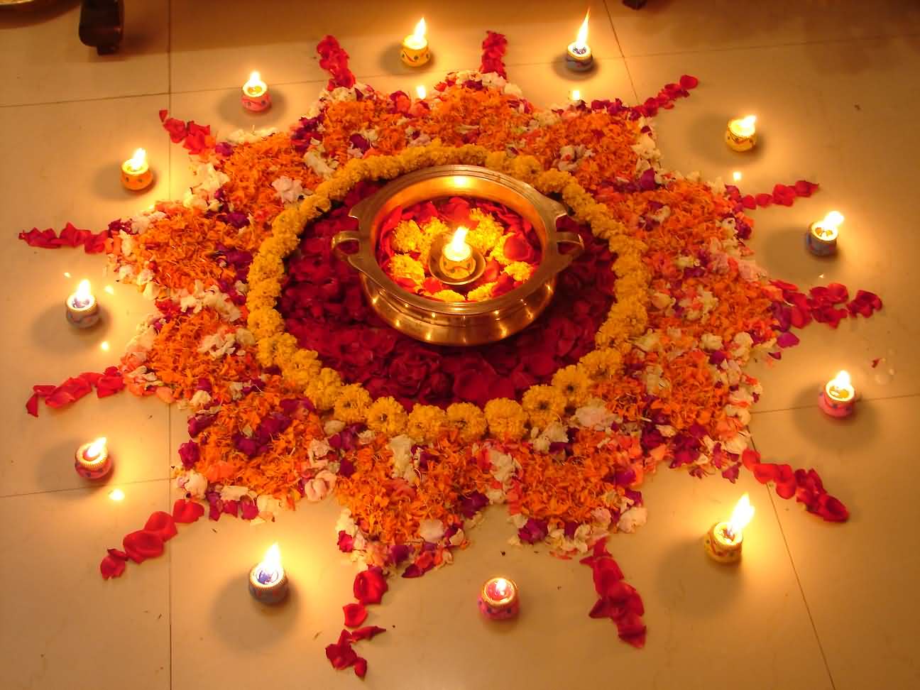 Flowers Rangoli Design ideas For Diwali