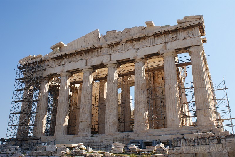 Front View of The Parthenon Temple During Restoration