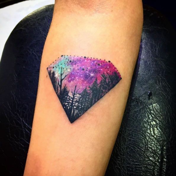 Galaxy And Forest Diamond Tattoo