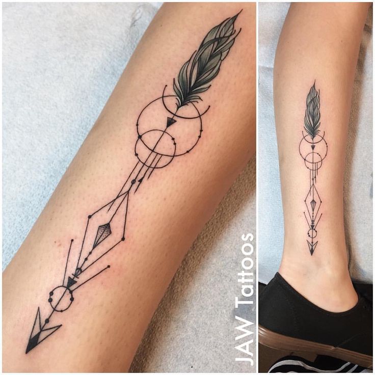 Geometric Arrow Tattoo On Leg