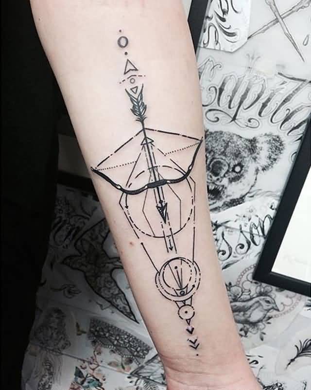 Geometric Bow And Arrow Tattoo