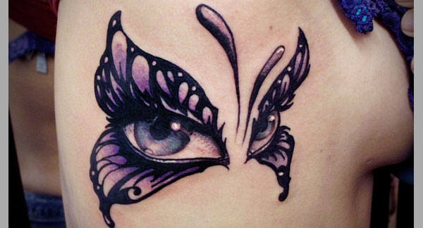 Girl Eyes In Butterfly Tattoo