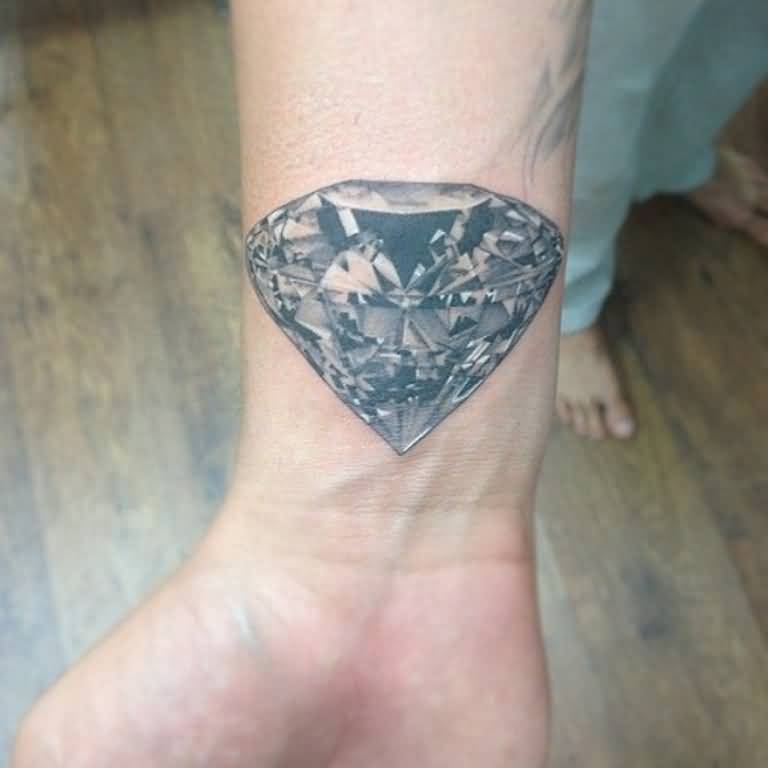 Gray Stunning Diamond Tattoo On Wrist