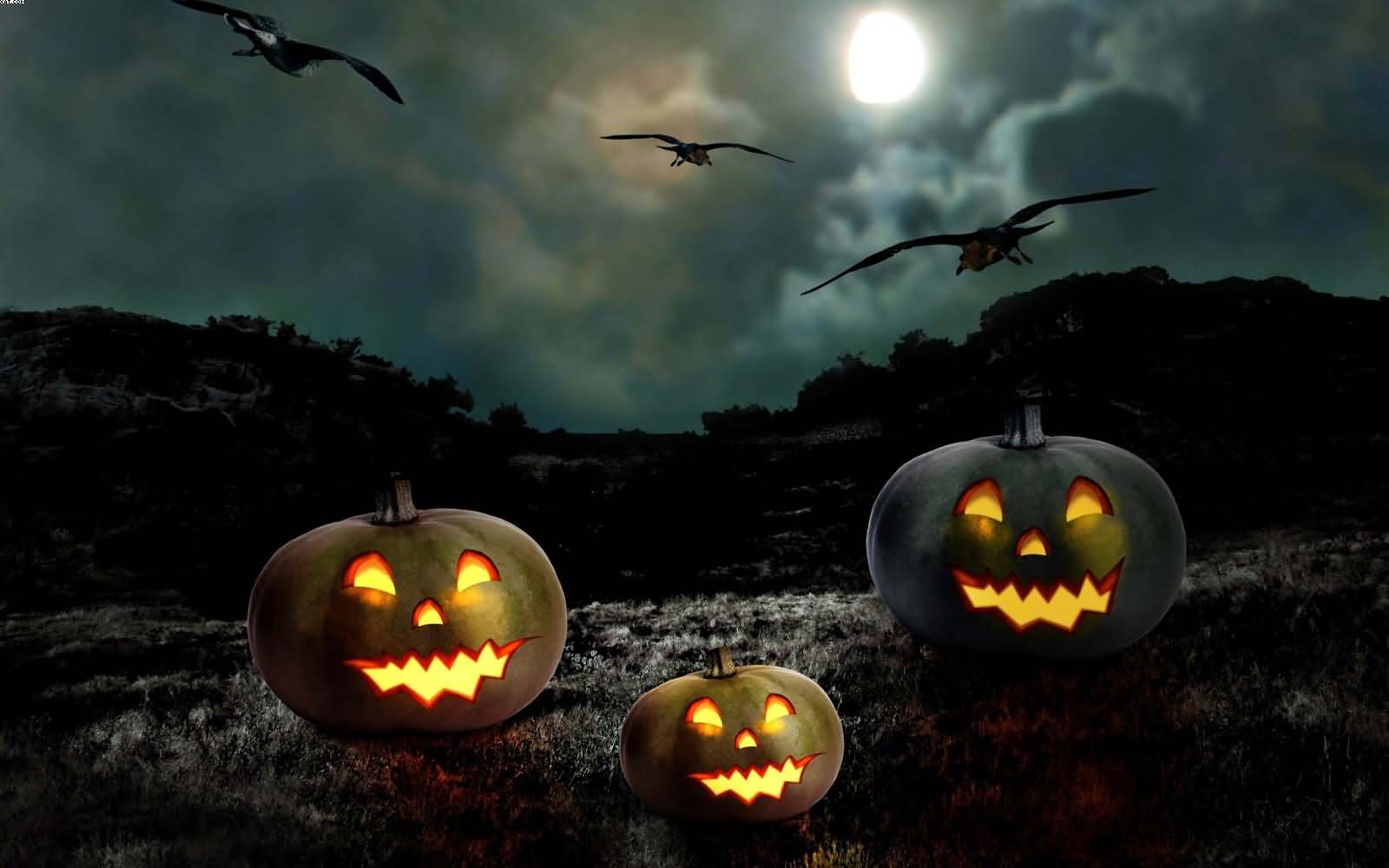 Halloween wishes with decorated pumpkins image