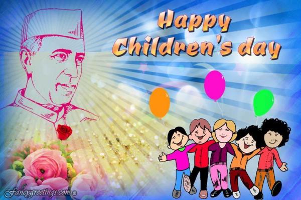 Happy Children’s Day Pandit Nehru And Kids Picture