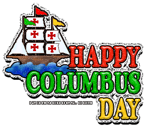 Happy Columbus Day Ship Glitter