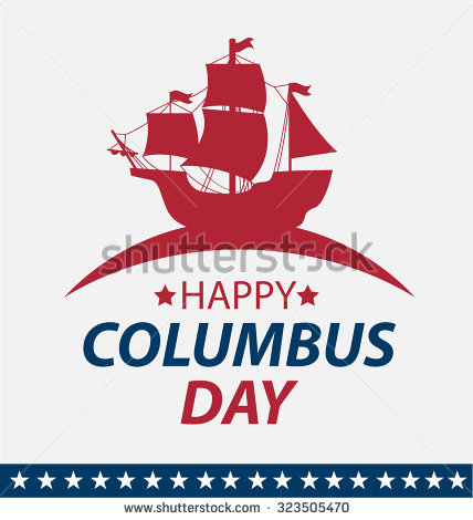 Happy Columbus Day Ship Illustration