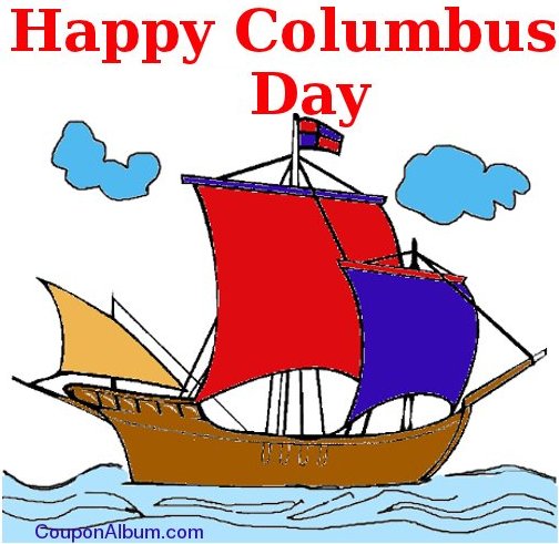 Happy Columbus Day Ship In Sea Cartoon Picture