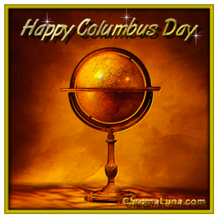 Happy Columbus Day Twinkling Glitter Earth Globe