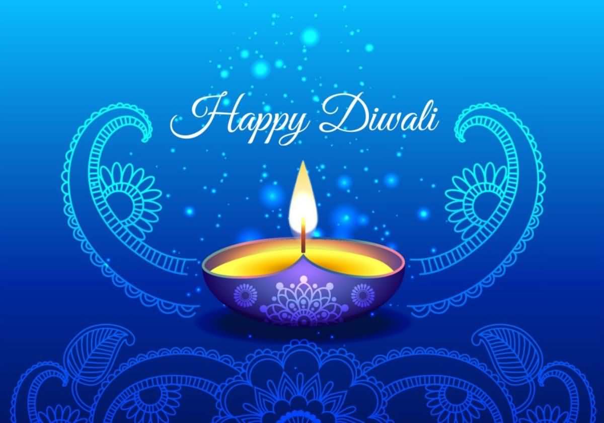 Happy Diwali Beautiful Diya And Design Picture