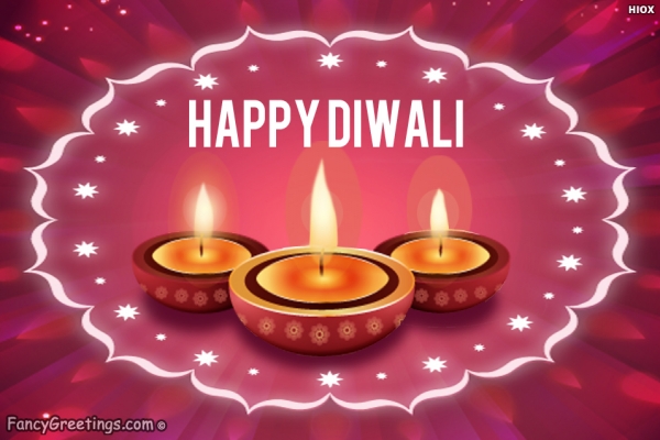 Happy Diwali Three Diyas Ecard