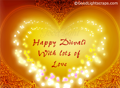 Happy Diwali With Lots Of Love Heart Glitter