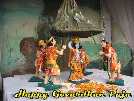 Happy Govardhan Puja Wishes lord krishna and friends idol
