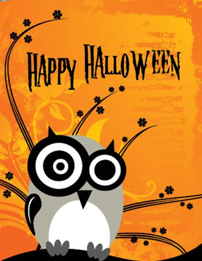 Happy Halloween cute owl greeting card