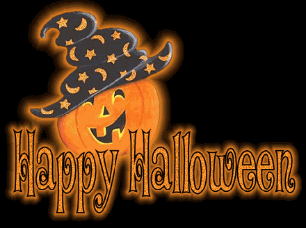 Happy Halloween decorated pumpkin glitter image