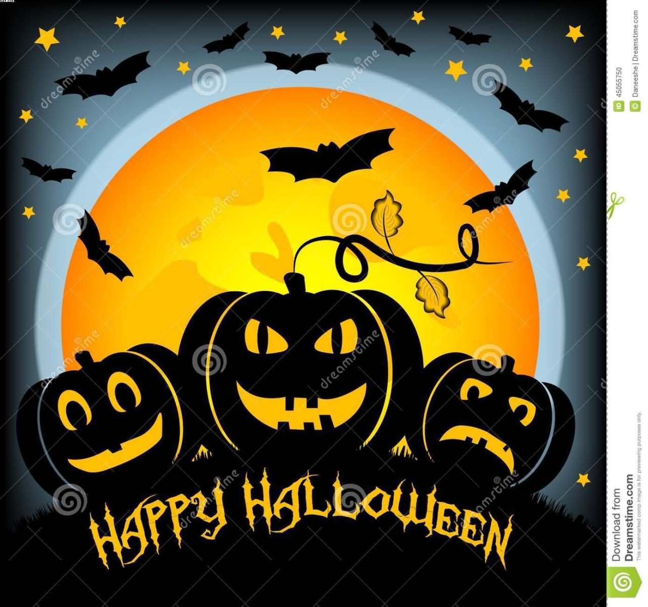 Happy Halloween illustration greeting card