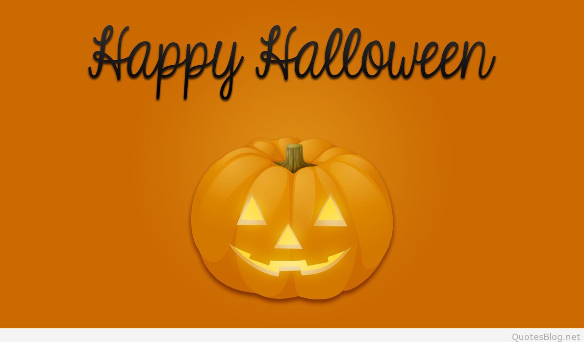 Happy Halloween lighting pumpkin on orange background HD-Wallpapers