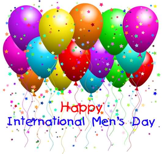 Happy International Men's Day Colorful Balloons Clipart