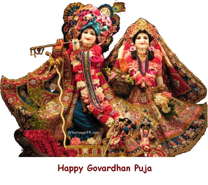 Happy govardhan puja with the blessings of radha krishna image
