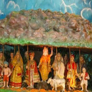 Happy govardhana Lord Krishna and govardhan parvat idol