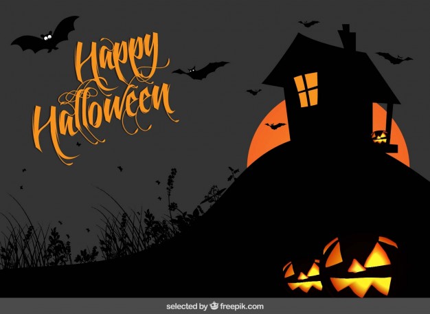Happy Halloween background with a house silhouette picture