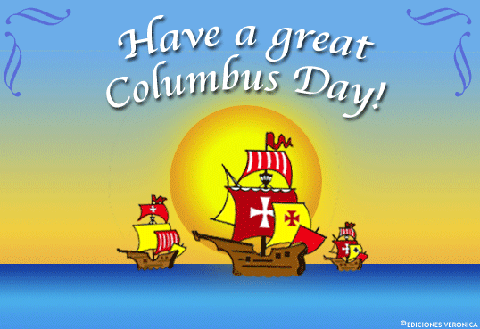 Have A Great Columbus Day Ships In Sea Animated Picture