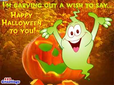 I’m carving out a wish to say Happy Halloween to you funny cartoon image
