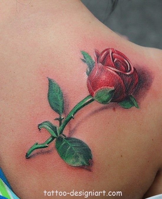 Incredible 3d rose bud Tattoo