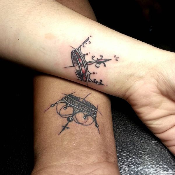 Incredible Matching Crown Tattoos On Wrists