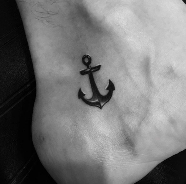 Incredible Small Anchor Tattoo On Ankle