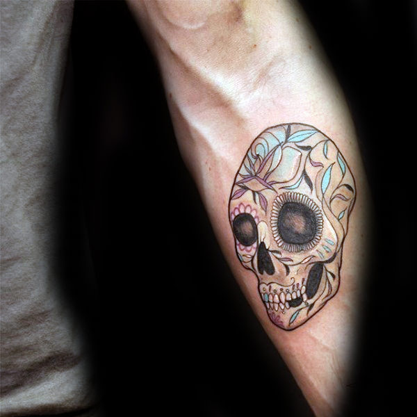 Incredible Sugar skull Tattoo On Forearm