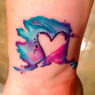 Incredible Watercolor heart Tattoo Design Idea
