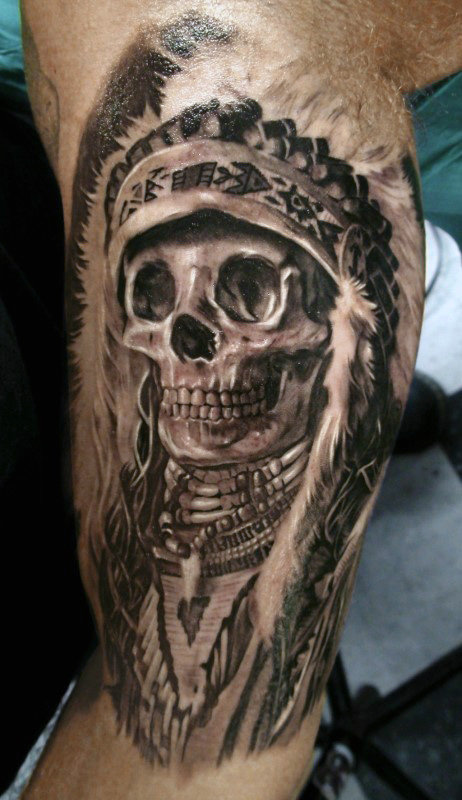 Indian Skull Tattoo On Inner Arm