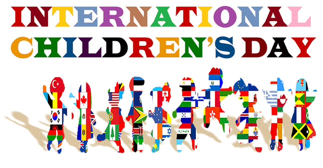 International Children’s Day Kids With countries flags