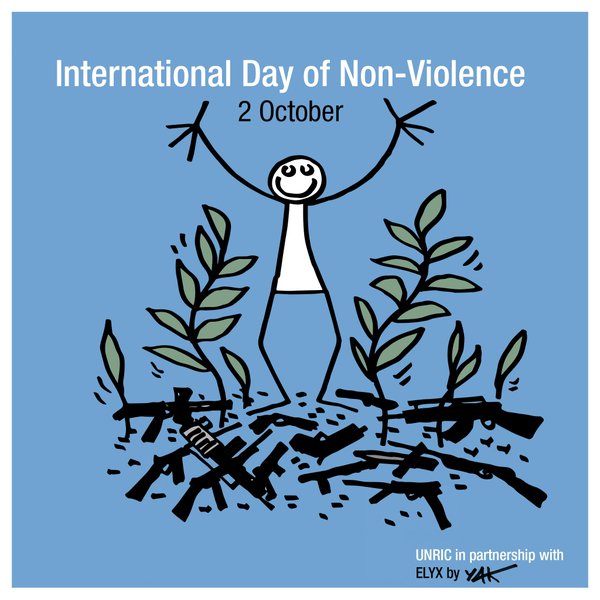 International Day of Non Violence 2 October Sticky Man With Guns On Ground