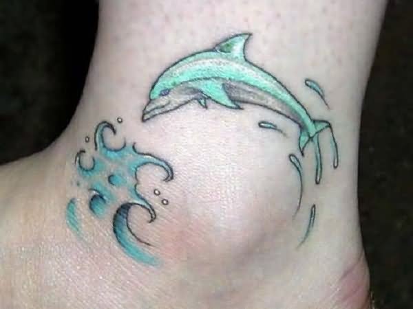 Jumping Dolphin Tattoo On Ankle