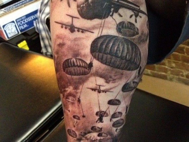 Jumping From Aeroplanes Military Tattoo Design