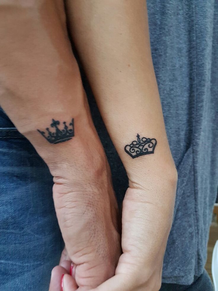 King And Queen Matching Crown Tattoo On Wrists